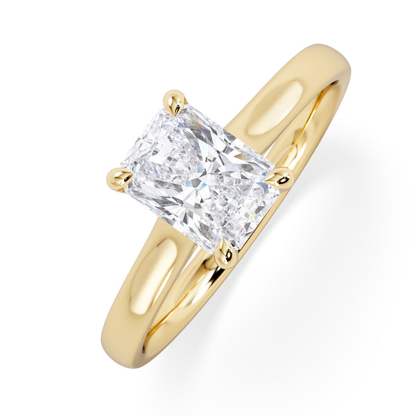 Amora Radiant 1.00ct Hidden Halo Lab Diamond Engagement Ring F/VS1 Set in 18K Gold